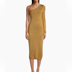 Milly Senna Metallic One-Shoulder Midi-Dress S